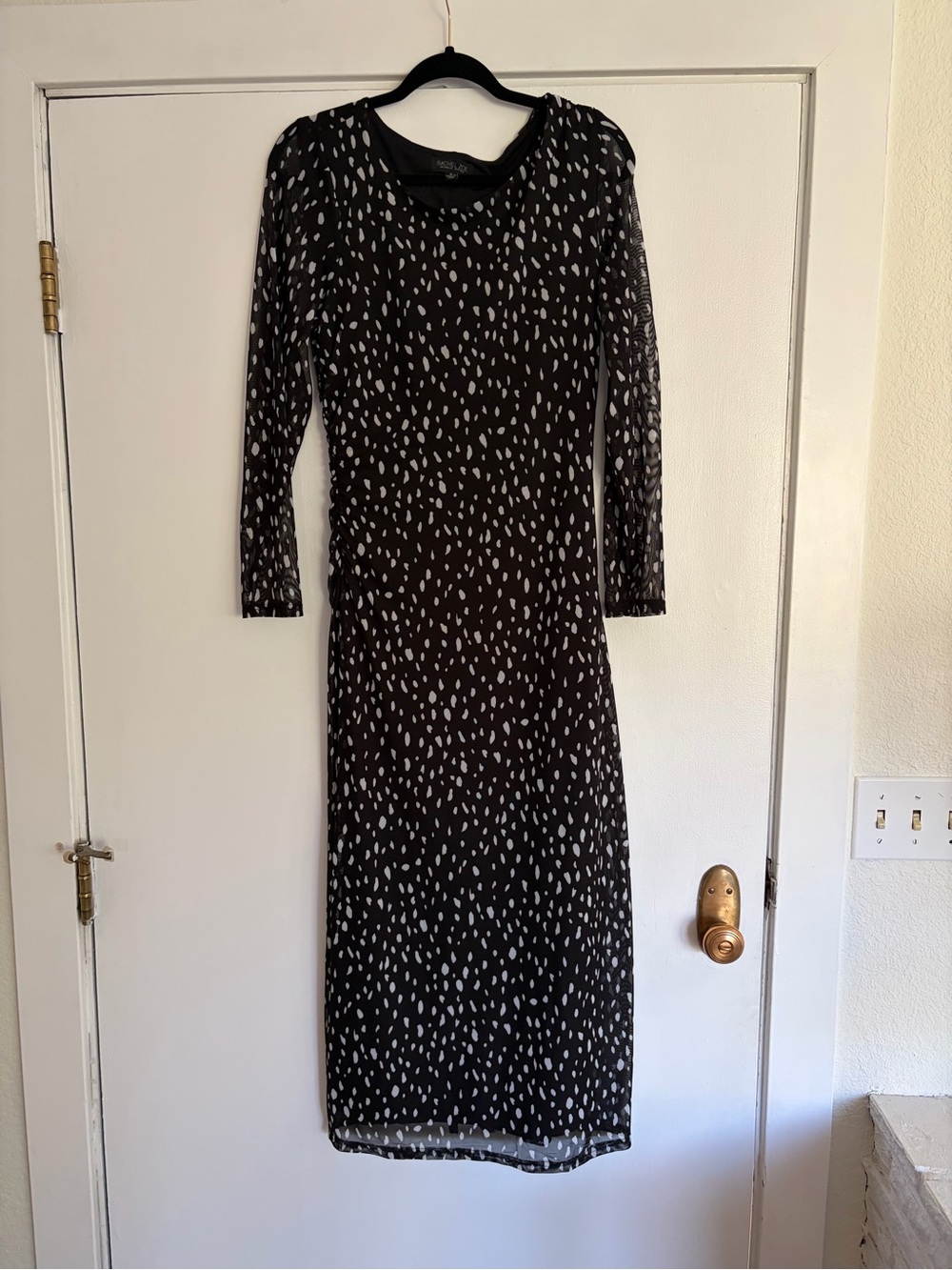 Women’s Black Long Sleeve Printed Maxi Dress